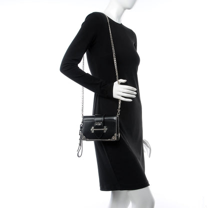 Prada City Calfskin Cahier Chain Wristlet Clutch Black 2 of 9