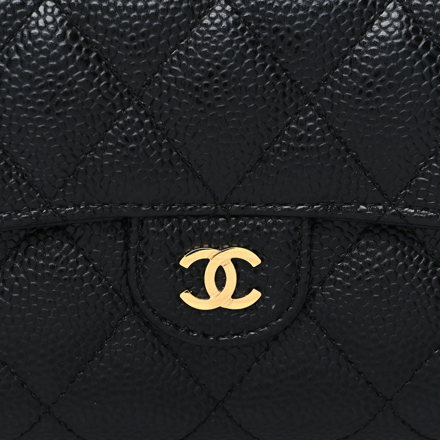 Caviar Quilted Long Flap Wallet Black
