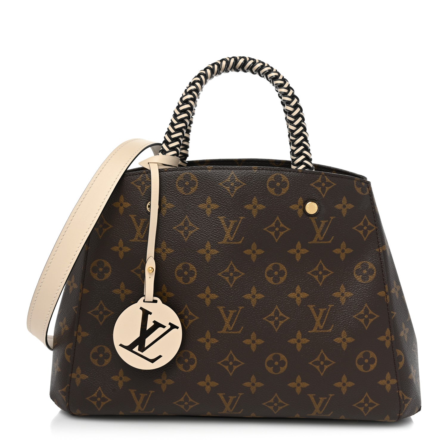 Louis Vuitton Monogram Braided Montaigne MM Creme Beige 1 of 10
