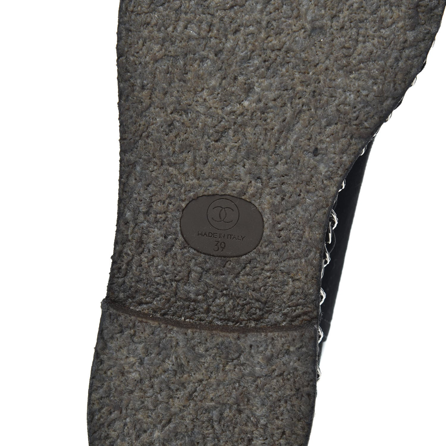 Chanel Kid Suede Shearling Womens Cap Toe Chain Short Boots 39 Black 6 of 6