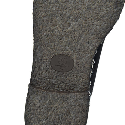 Chanel Kid Suede Shearling Womens Cap Toe Chain Short Boots 39 Black 6 of 6