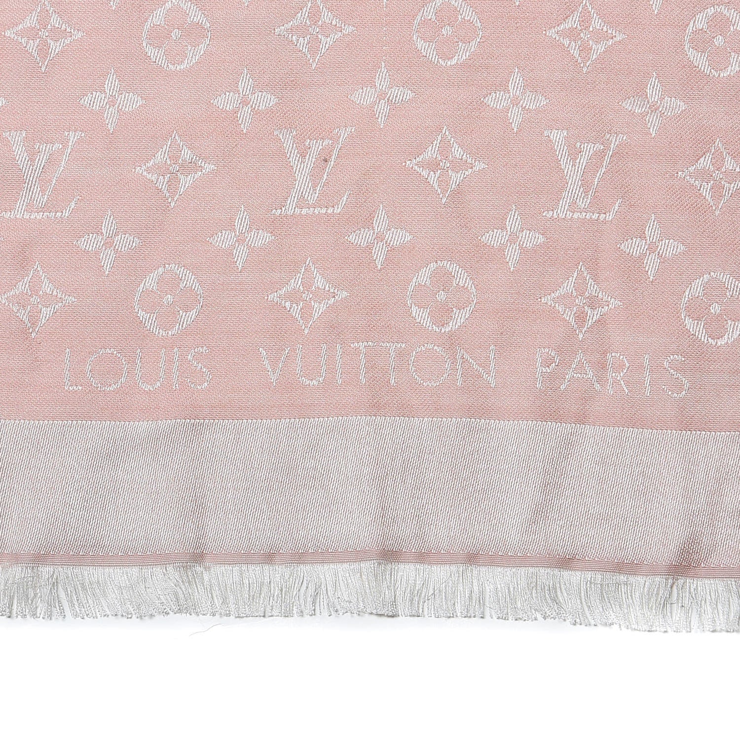 Louis Vuitton Silk Wool Monogram Denim Shawl Pink 3 of 4