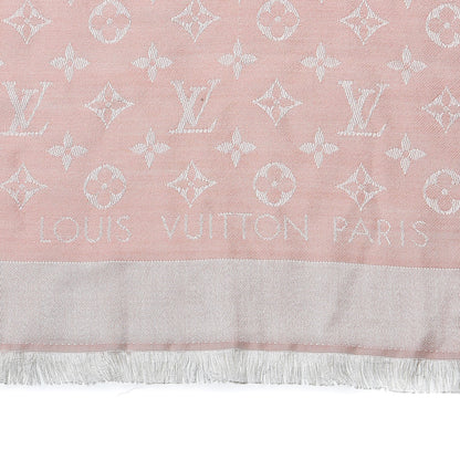 Louis Vuitton Silk Wool Monogram Denim Shawl Pink 3 of 4