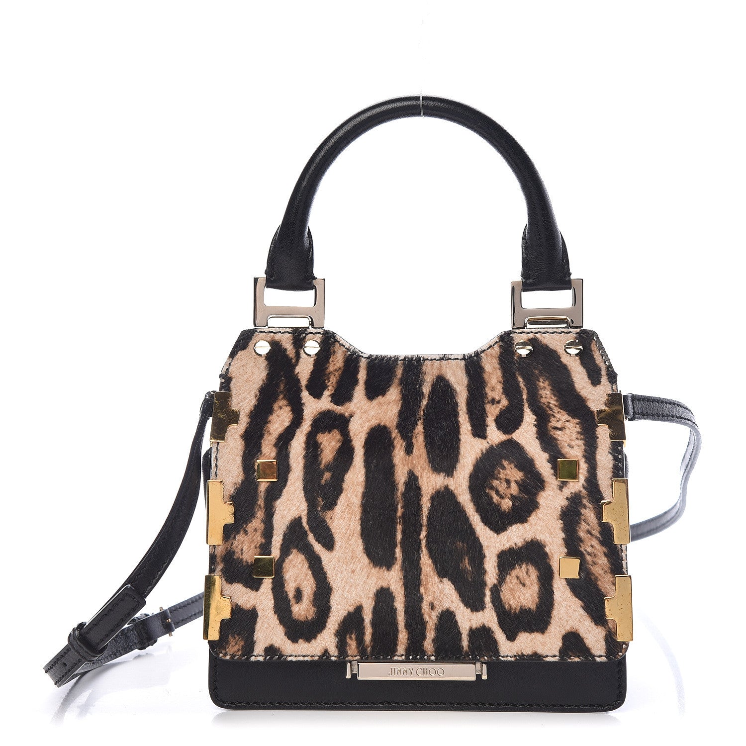 Jimmy Choo Calf Hair Leopard Print Amie Top Handle Bag 1 of 15