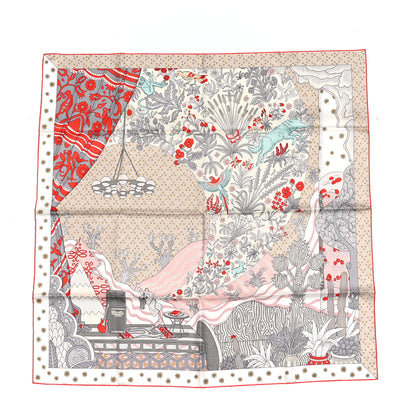 Hermes Silk Twill Le Premier Chant Scarf 90 White Gris Grenadine 1 of 4