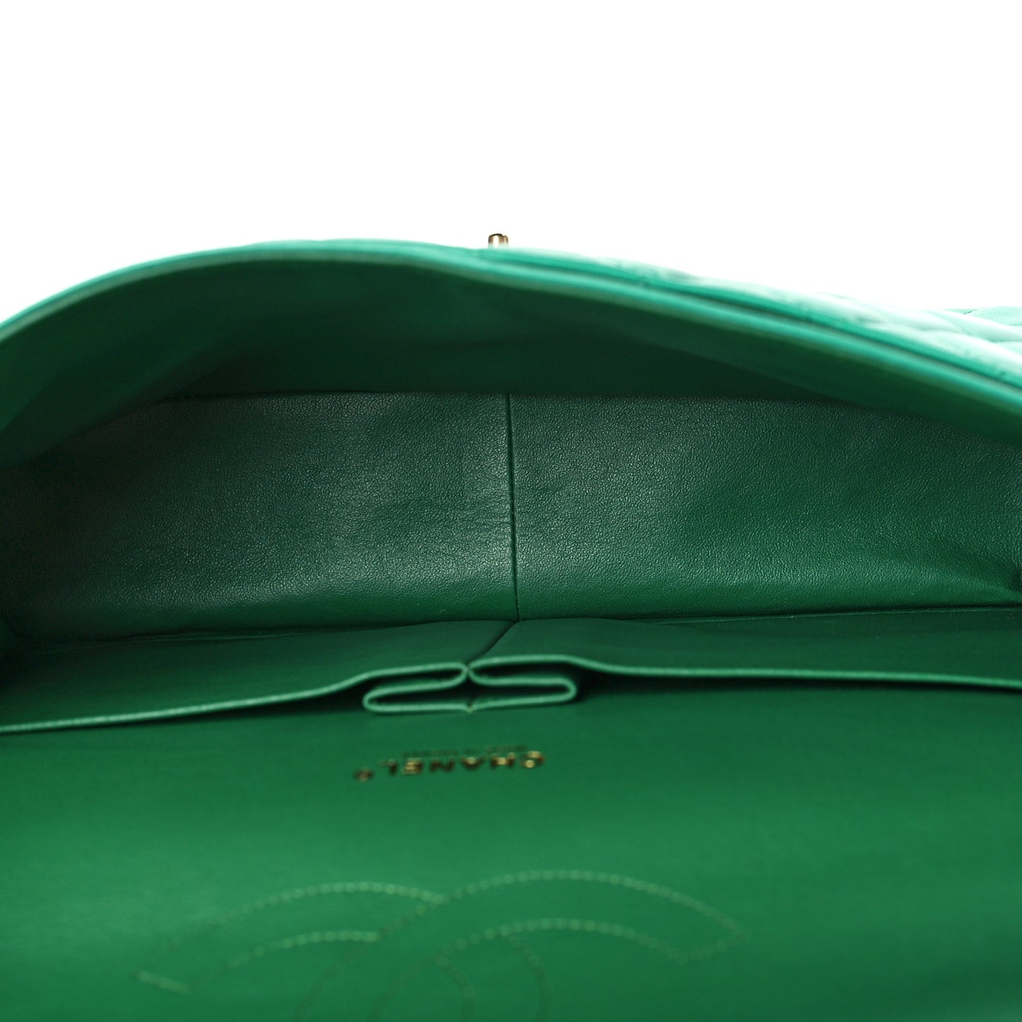Lambskin Quilted Maxi Double Flap Green