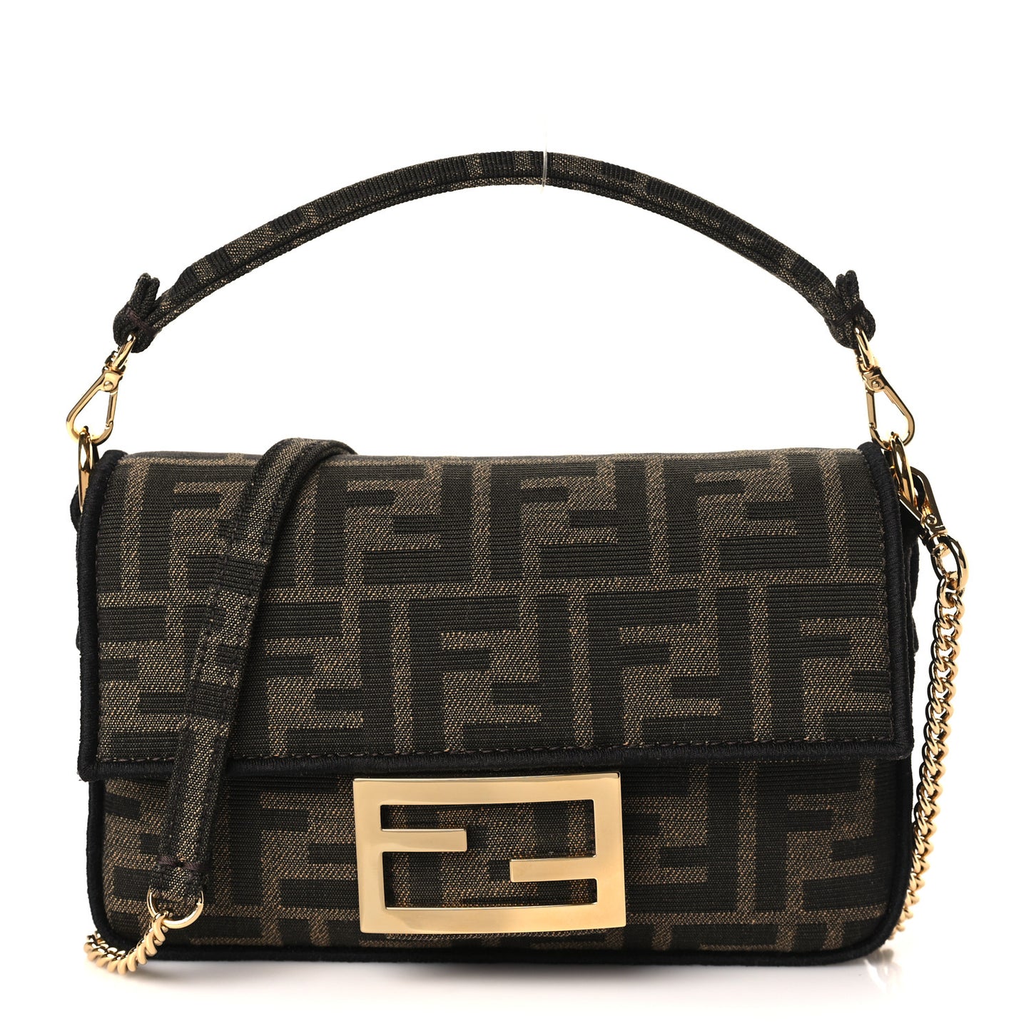 Fabric Jacquard FF 1974 Mini Baguette Tobacco Moro Black
