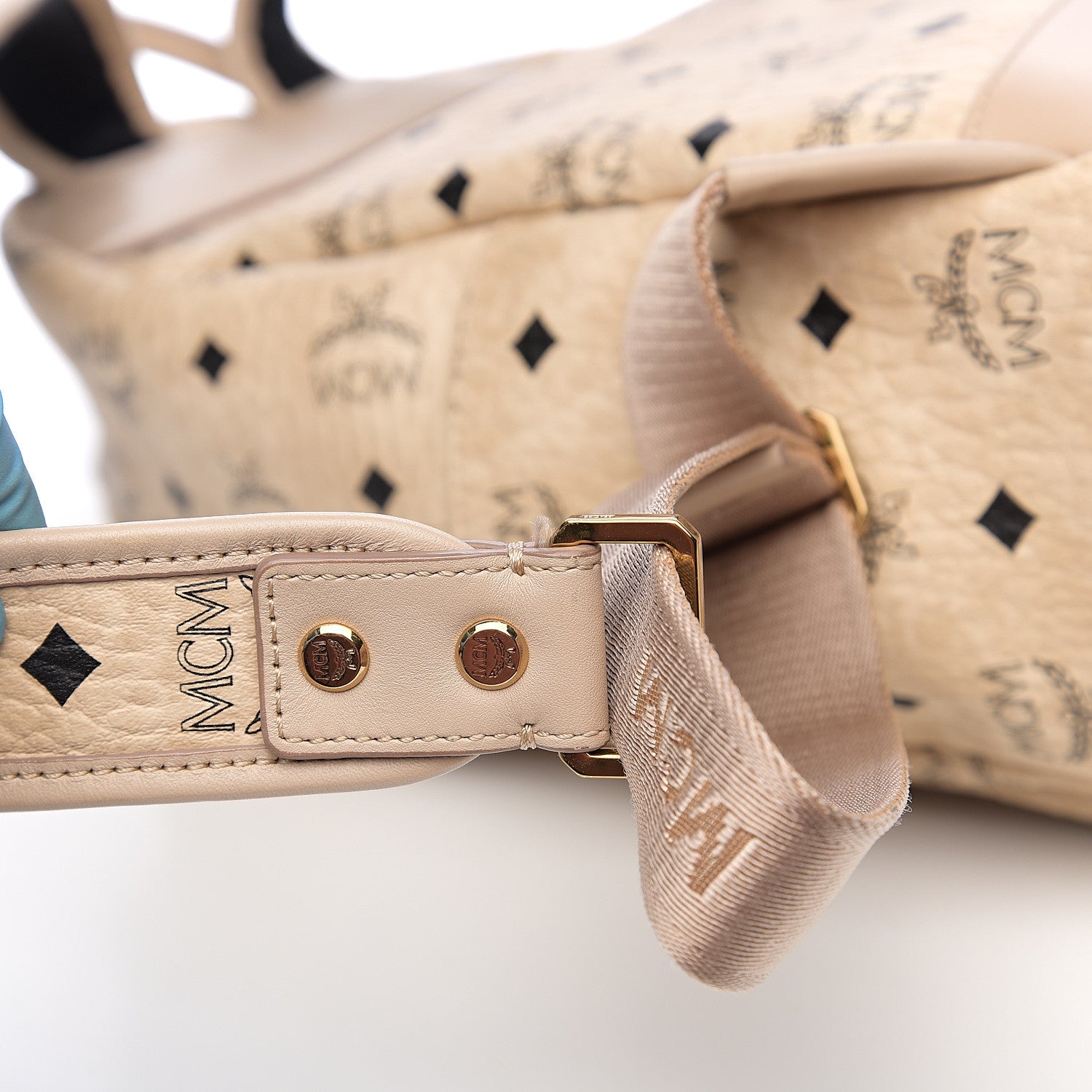 MCM Visetos Small Studded Stark Rabbit Backpack Beige 9 of 9