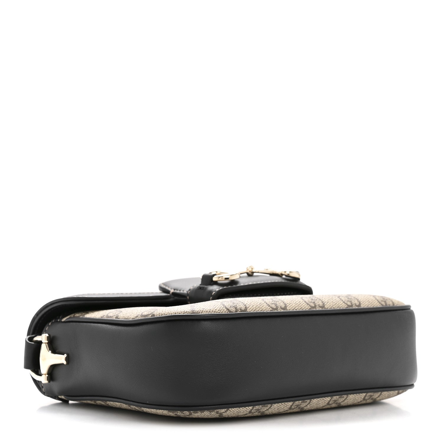 Gucci GG Supreme Monogram Horsebit 1955 Soft Small Shoulder Bag Beige Black 4 of 11