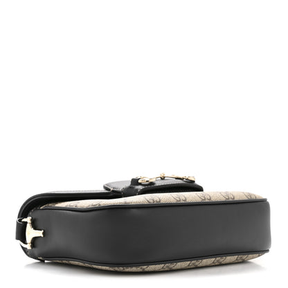 Gucci GG Supreme Monogram Horsebit 1955 Soft Small Shoulder Bag Beige Black 4 of 11
