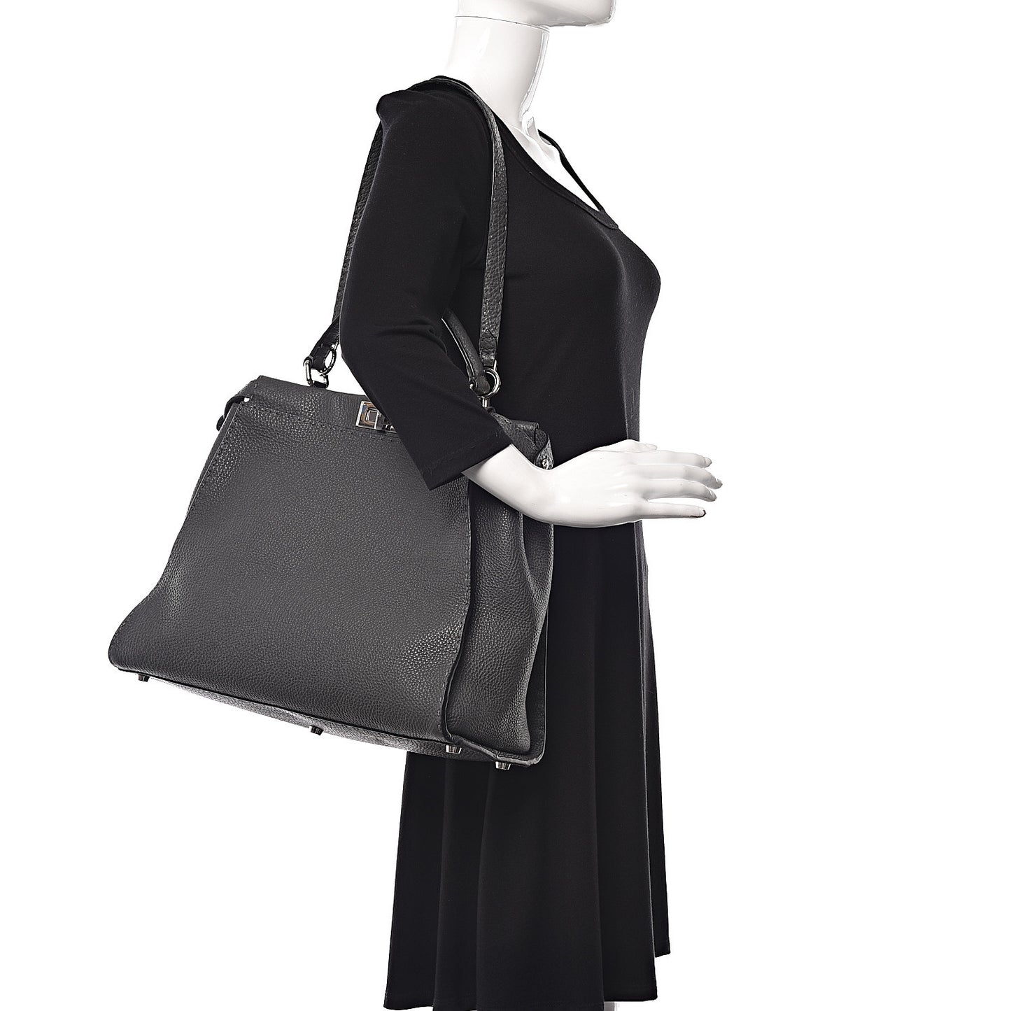 Cuoio Romano Selleria Bi-Color Large Peekaboo Iconic Satchel Asfalto Latte