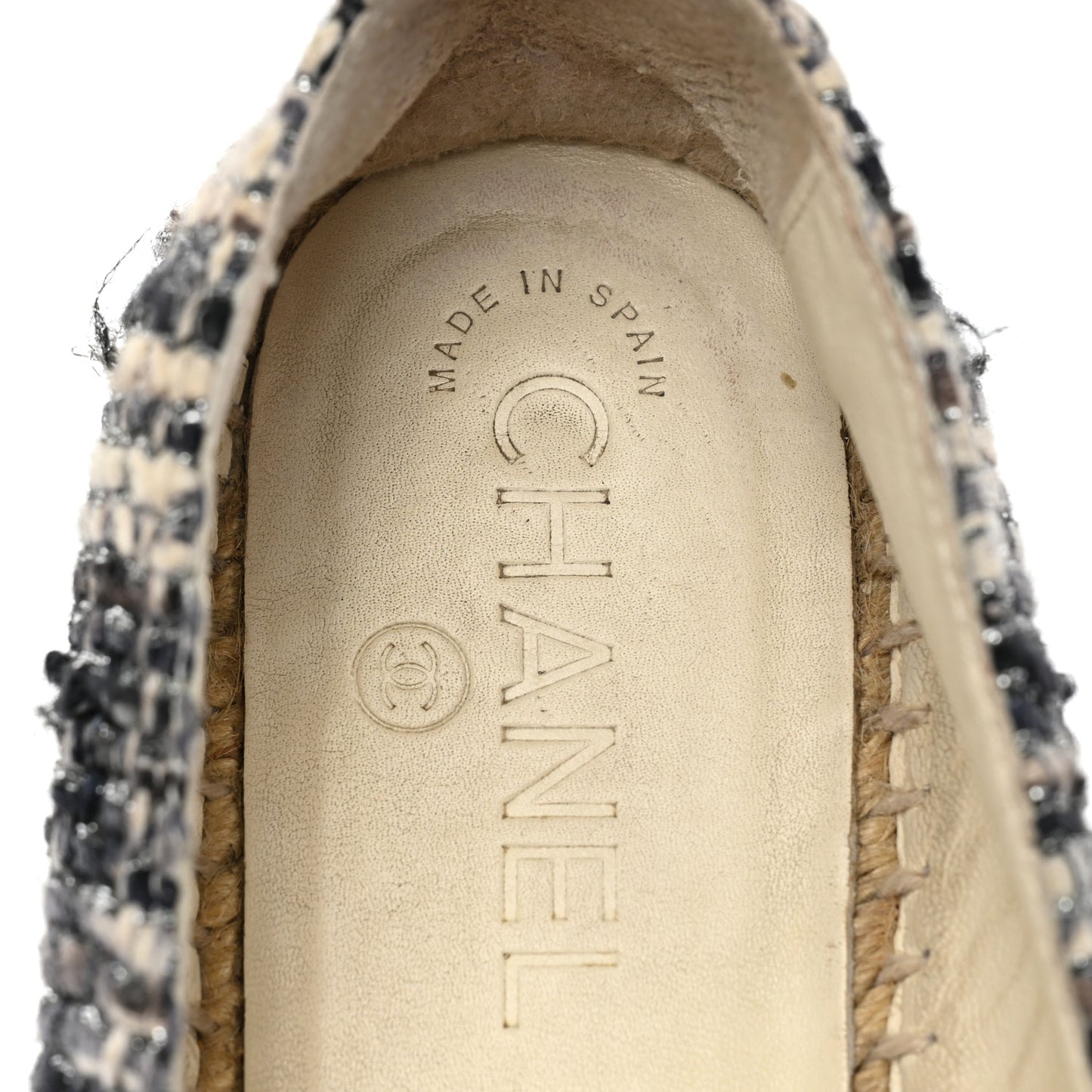 Metallic Tweed Lambskin CC Espadrilles 38 Black Silver