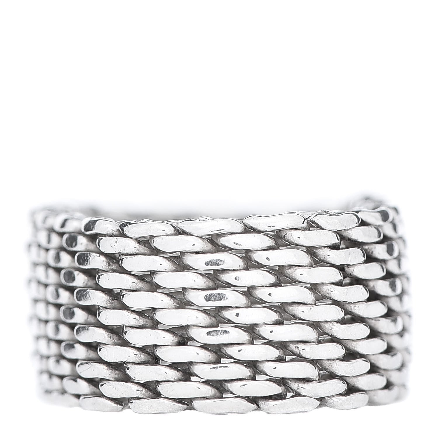 Tiffany Sterling Silver Mesh Somerset Ring 58 8.25 1 of 4