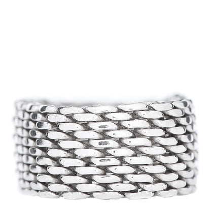 Tiffany Sterling Silver Mesh Somerset Ring 58 8.25 1 of 4