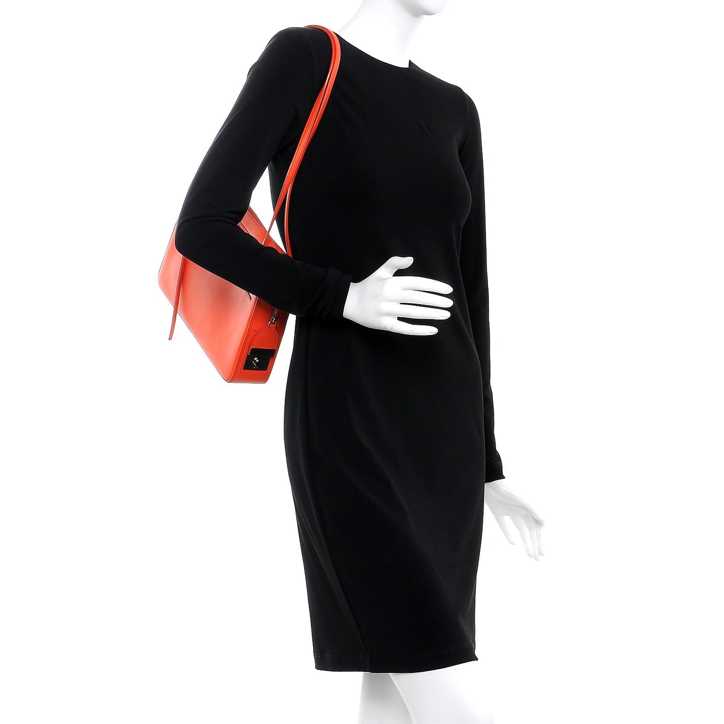Nappa Side Lock Dragonne Shoulder Bag Bright Orange