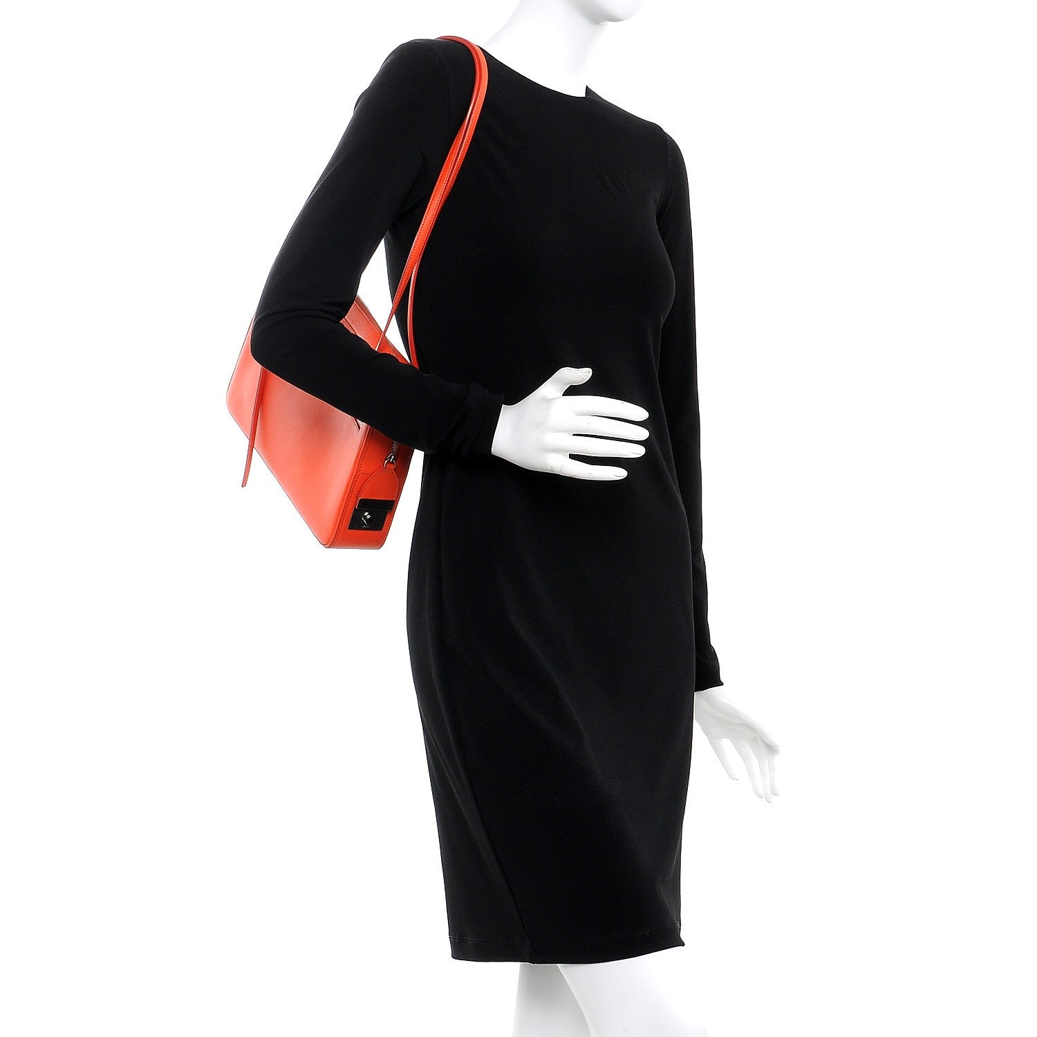 Celine Nappa Side Lock Dragonne Shoulder Bag Bright Orange 2 of 12