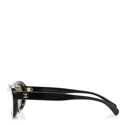 Chanel Acetate Oval Sunglasses Black 3 of 7