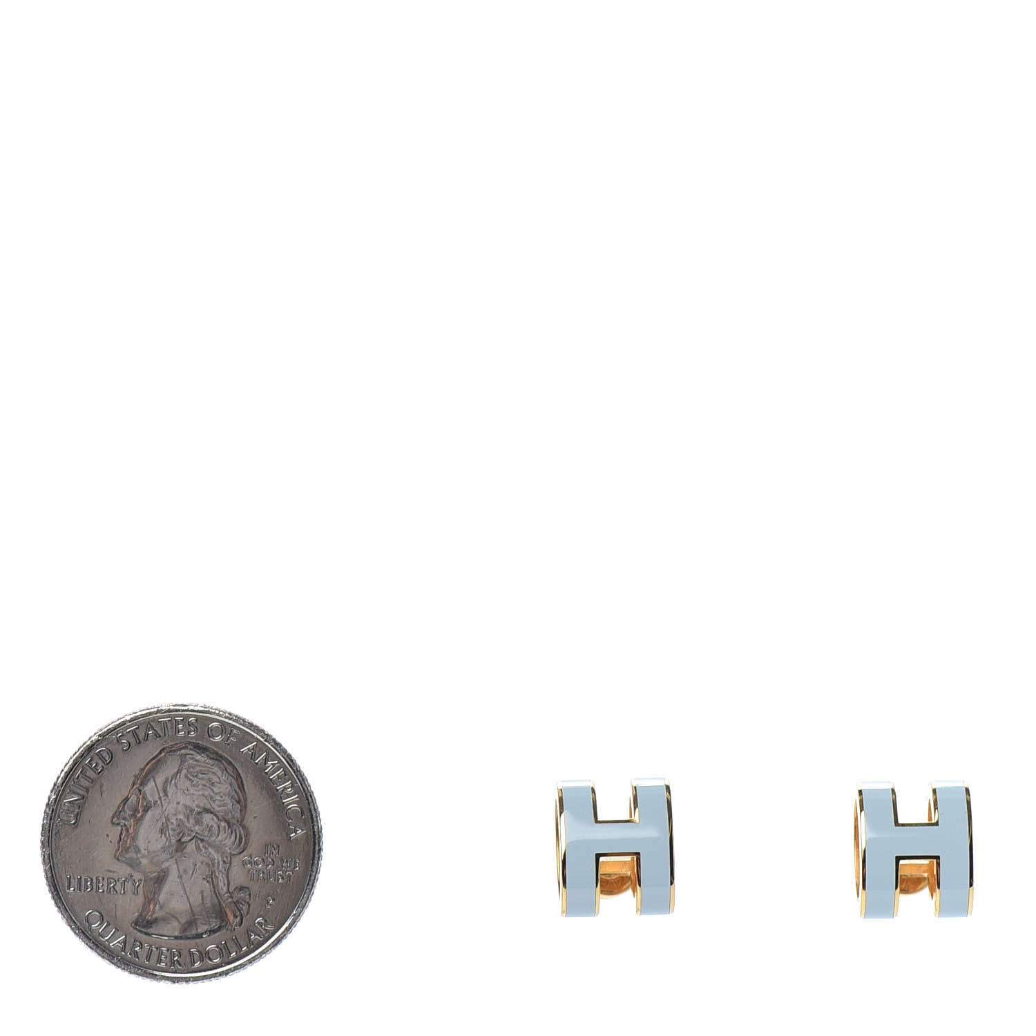 Hermes Gold Lacquered Pop H Earrings Celeste 2 of 4
