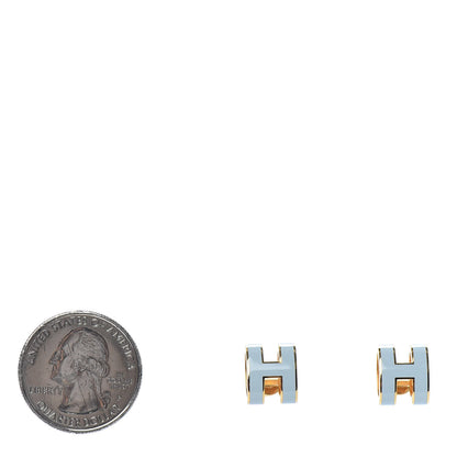 Hermes Gold Lacquered Pop H Earrings Celeste 2 of 4