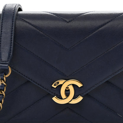 Chanel Lambskin Chevron Mini Coco Envelope Flap Navy 8 of 13