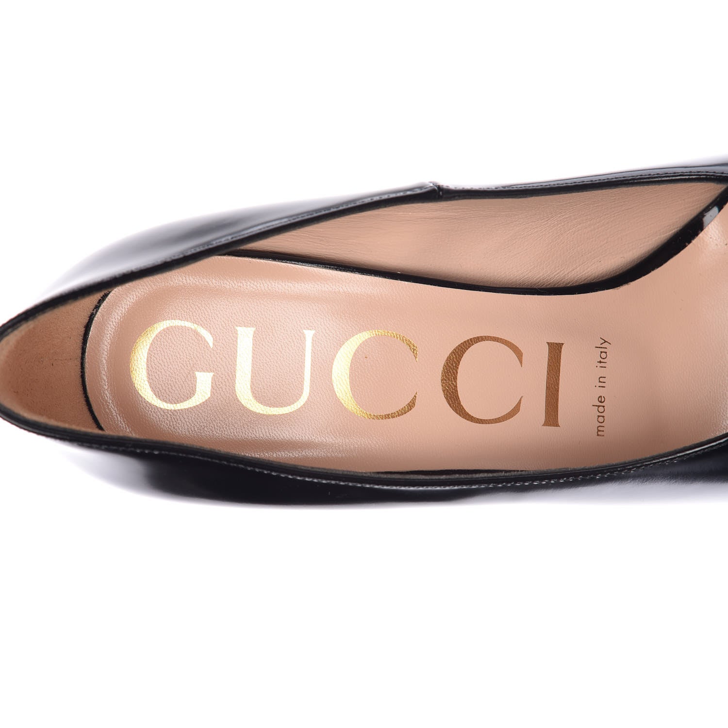 Gucci Polished Calfskin Removable Pearly Bow Elaisa Platform High Heel Pumps 37.5 Black 11 of 12
