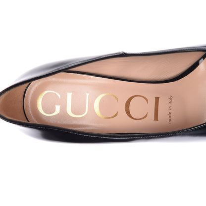 Gucci Polished Calfskin Removable Pearly Bow Elaisa Platform High Heel Pumps 37.5 Black 11 of 12