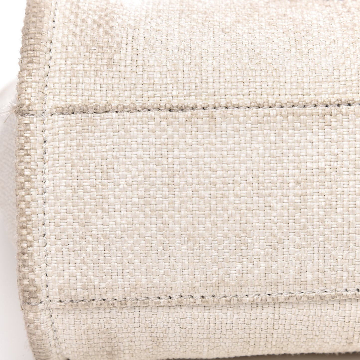 Woven Straw Raffia Small Deauville Tote White Navy