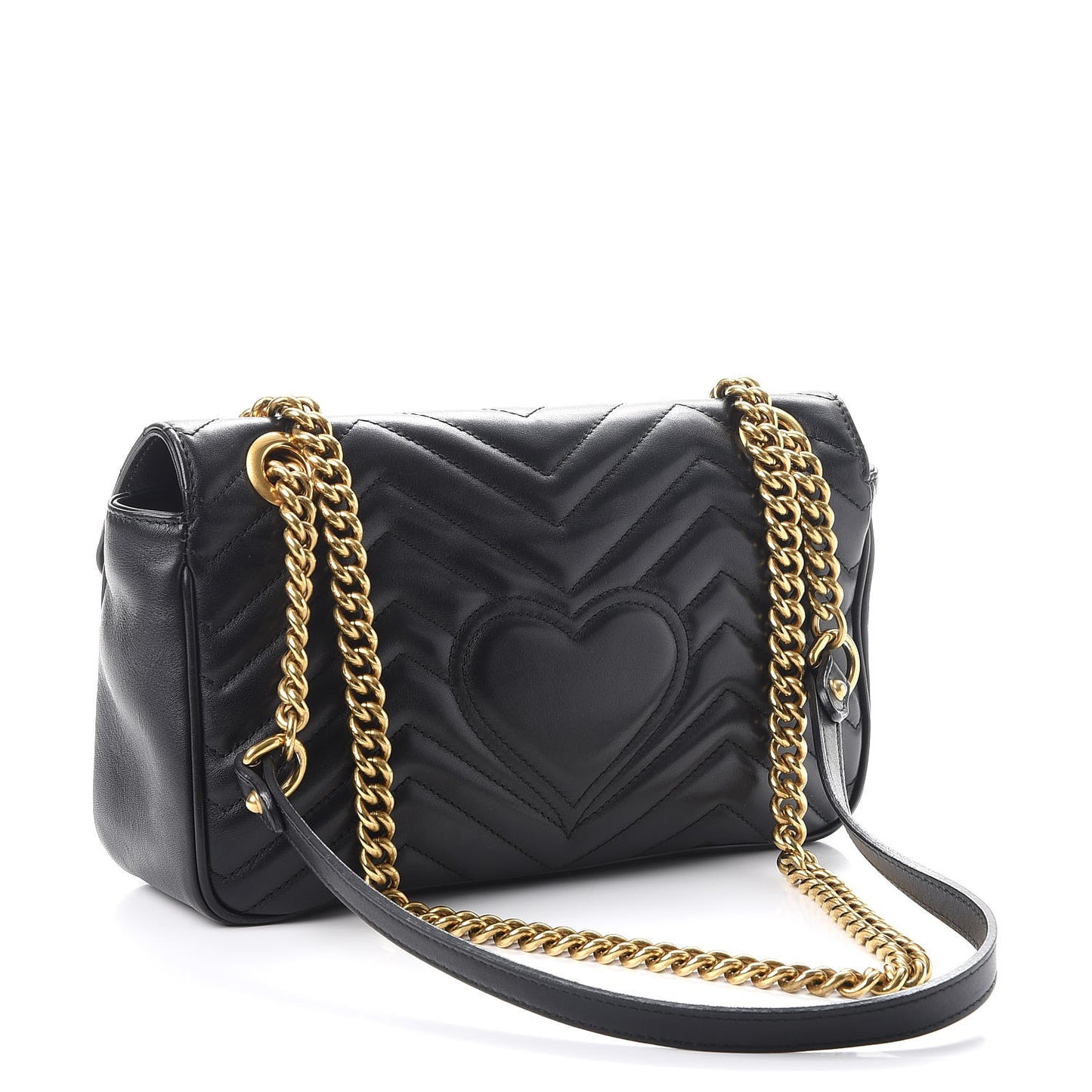 Calfskin Matelasse Small GG Marmont Shoulder Bag Black
