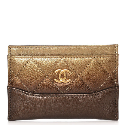 Chanel Metallic Goatskin Quilted Gabrielle Card Holder Bronze 10 of 24