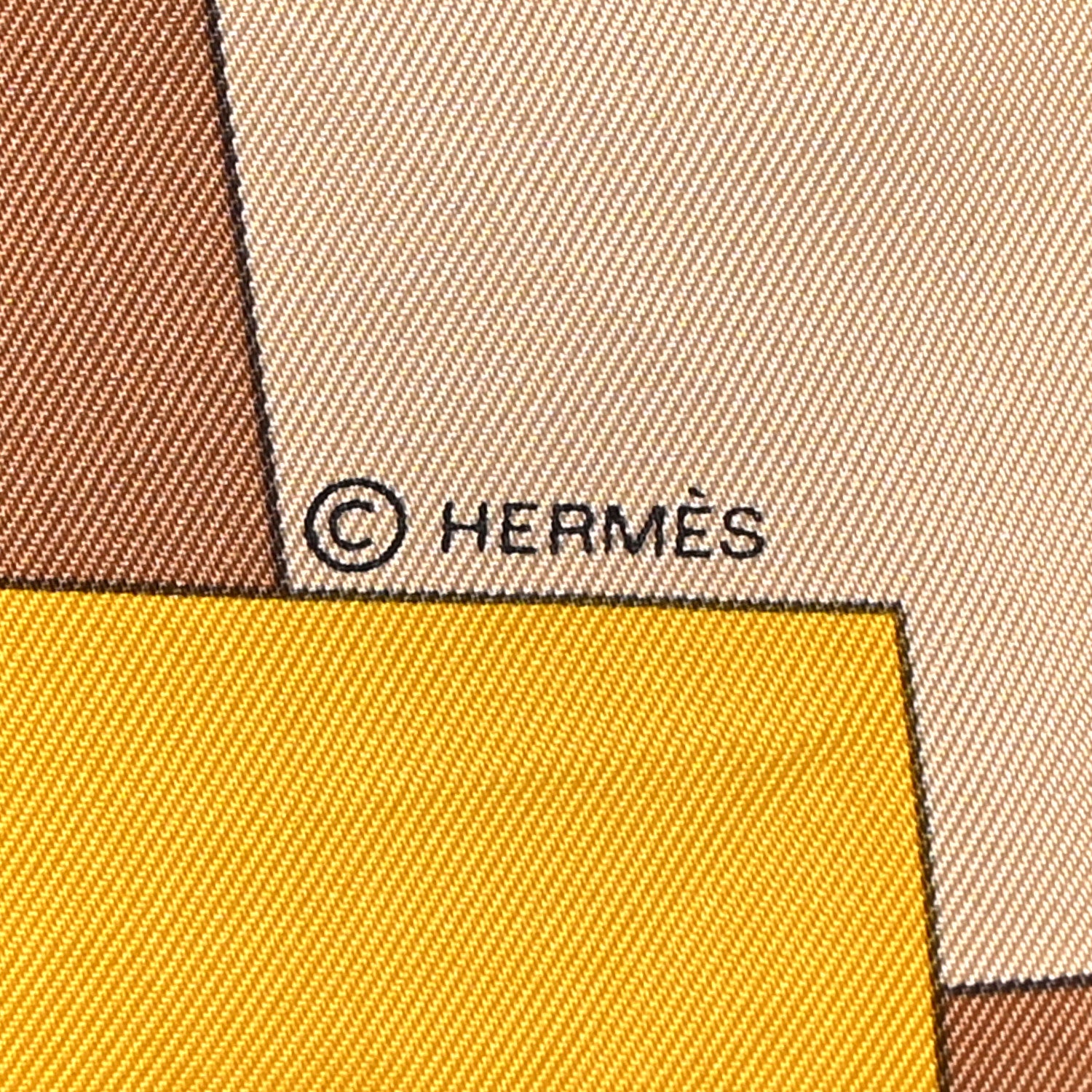 Hermes Silk Perspective II Cassandre Scarf 90 Beige Rouge H Jaune 3 of 4