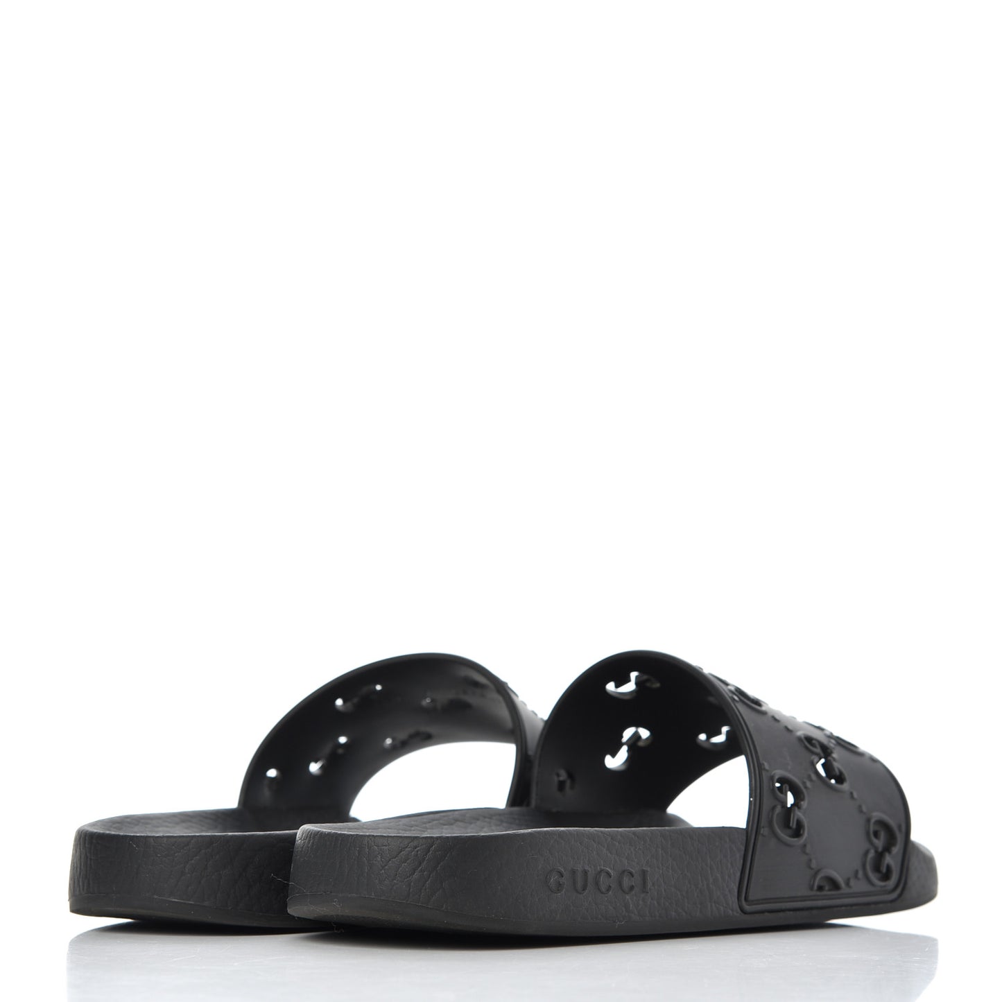 Rubber GG Monogram Mens Slide Sandals 6 Black