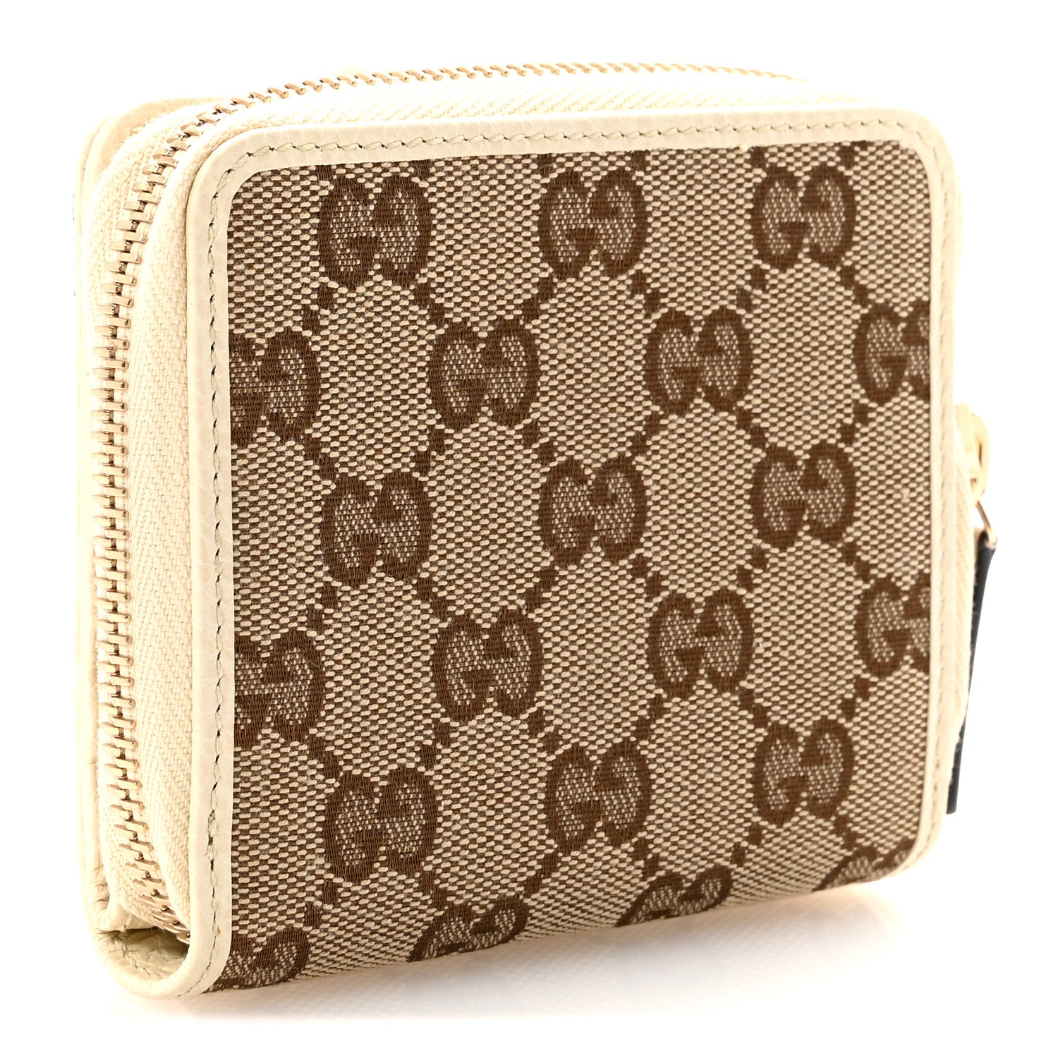 Gucci Monogram Dollar Calfskin Zip Around French Wallet Beige Ebony Avoire 3 of 8
