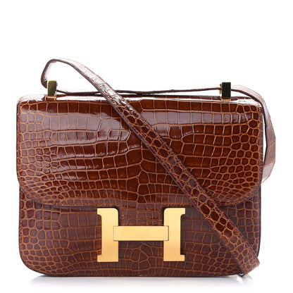 Hermes Shiny Porosus Crocodile Constance 23 Miel 1 of 11
