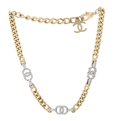 Chanel Crystal Chain CC Link Choker Gold Silver 2 of 3