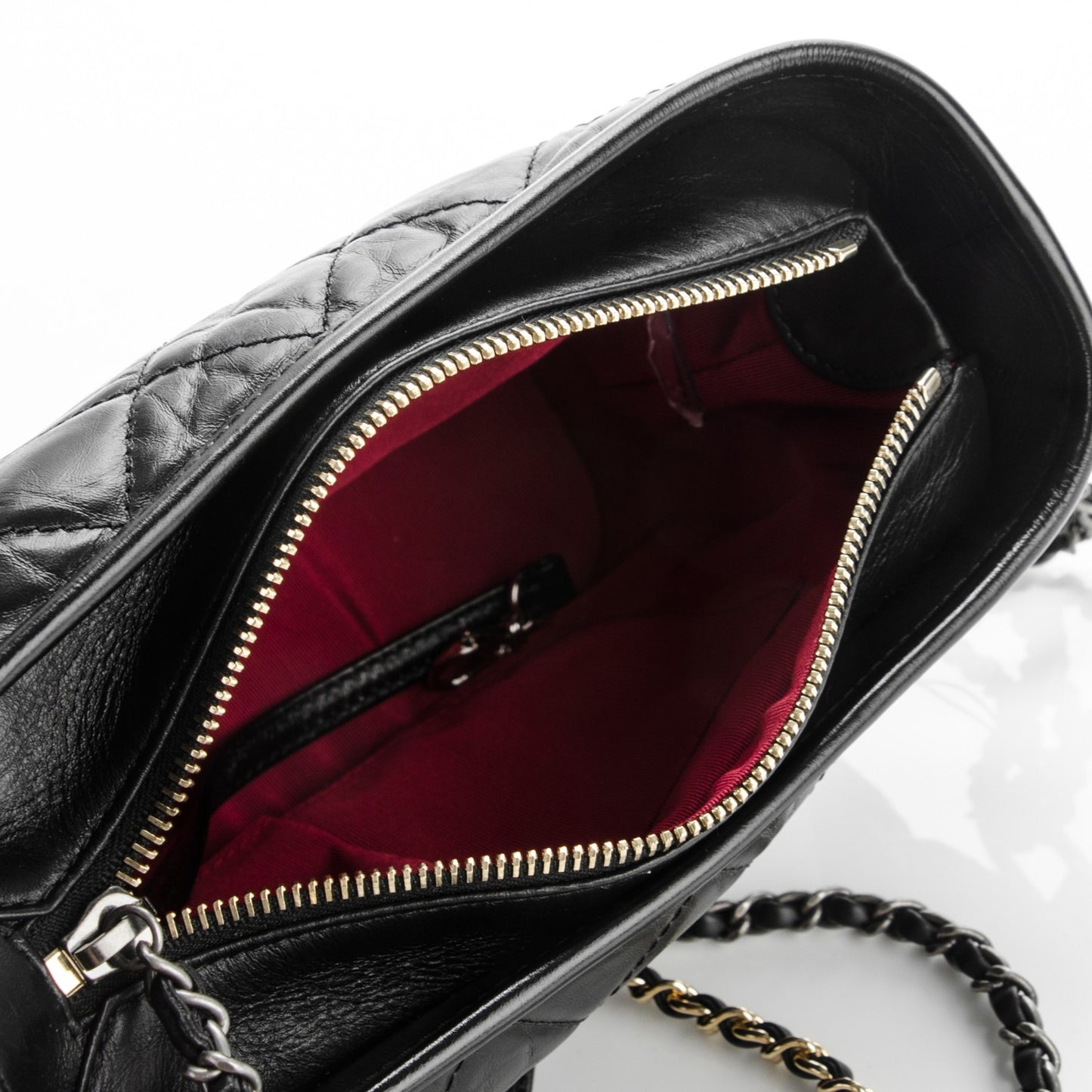 Aged Calfskin Quilted Small Gabrielle Hobo Black
