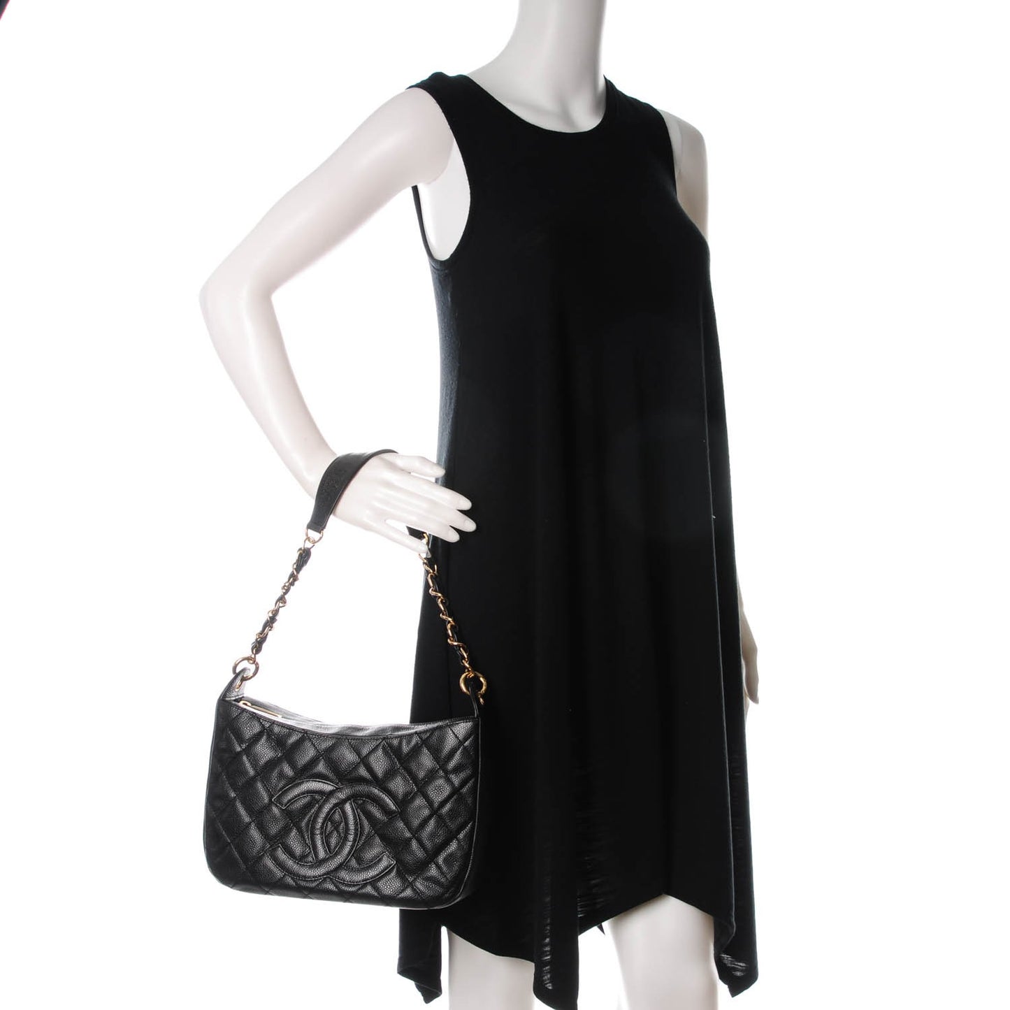 Caviar Quilted Hobo Black