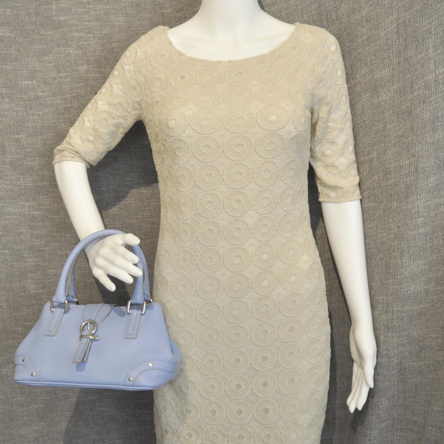 Burberry Pebbled Leather Small Satchel Blue 2 of 8