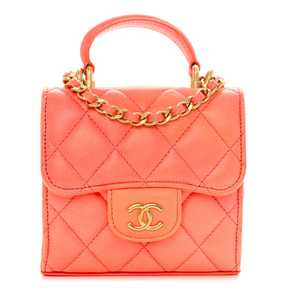 Chanel Lambskin Quilted Ombre Top Handle Flap Clutch With Chain Rose 1 of 11