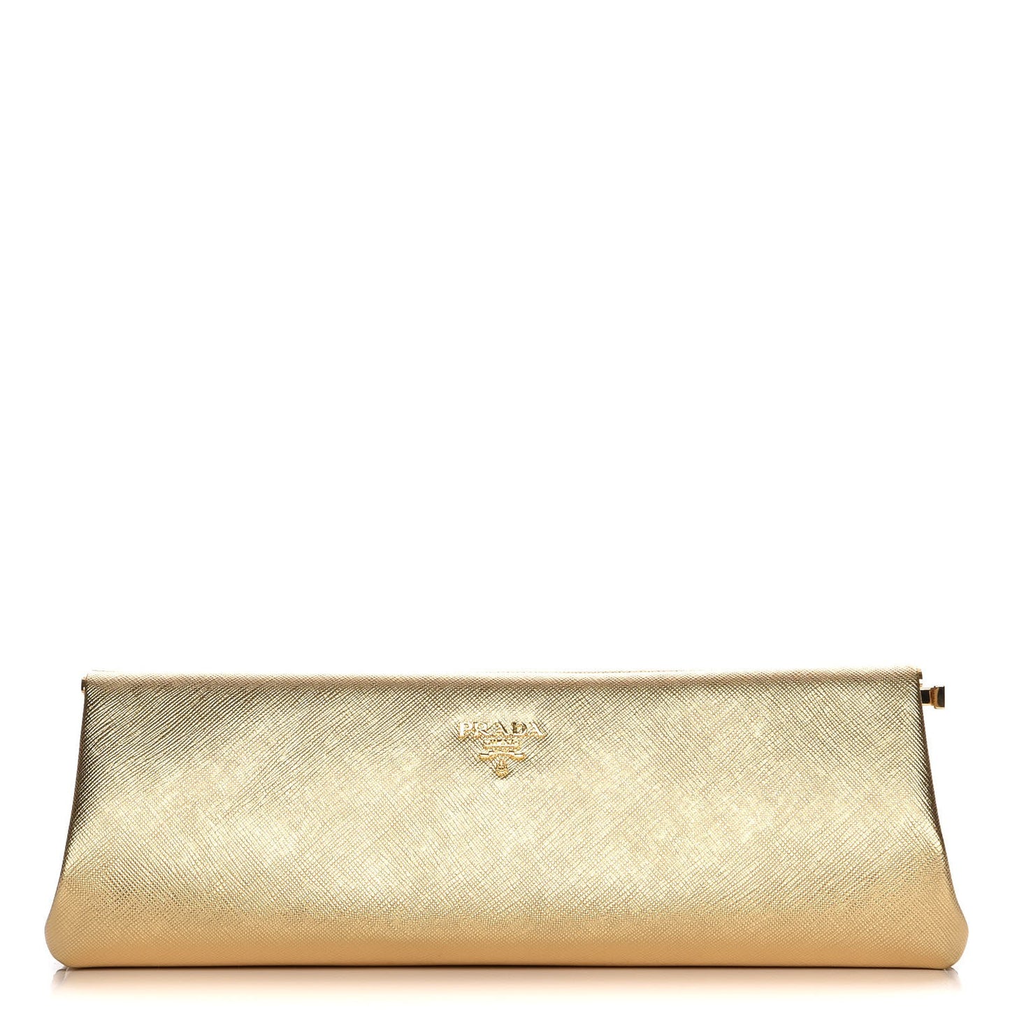 Metallic Saffiano Lux East West Frame Clutch Platino