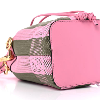 Fendi Raffia Vitello Seta F is Fendi Pequin Gingham Woven Mini Mon Tresor Bucket Bag Military Rosa Lollypop 9 of 10