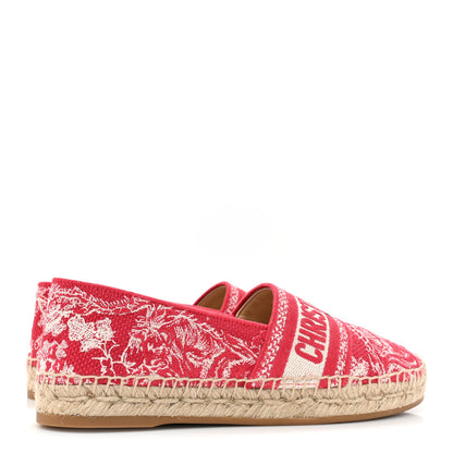Christian Dior Embroidered Toile De Jouy Granville Espadrille 36 Raspberry 4 of 9