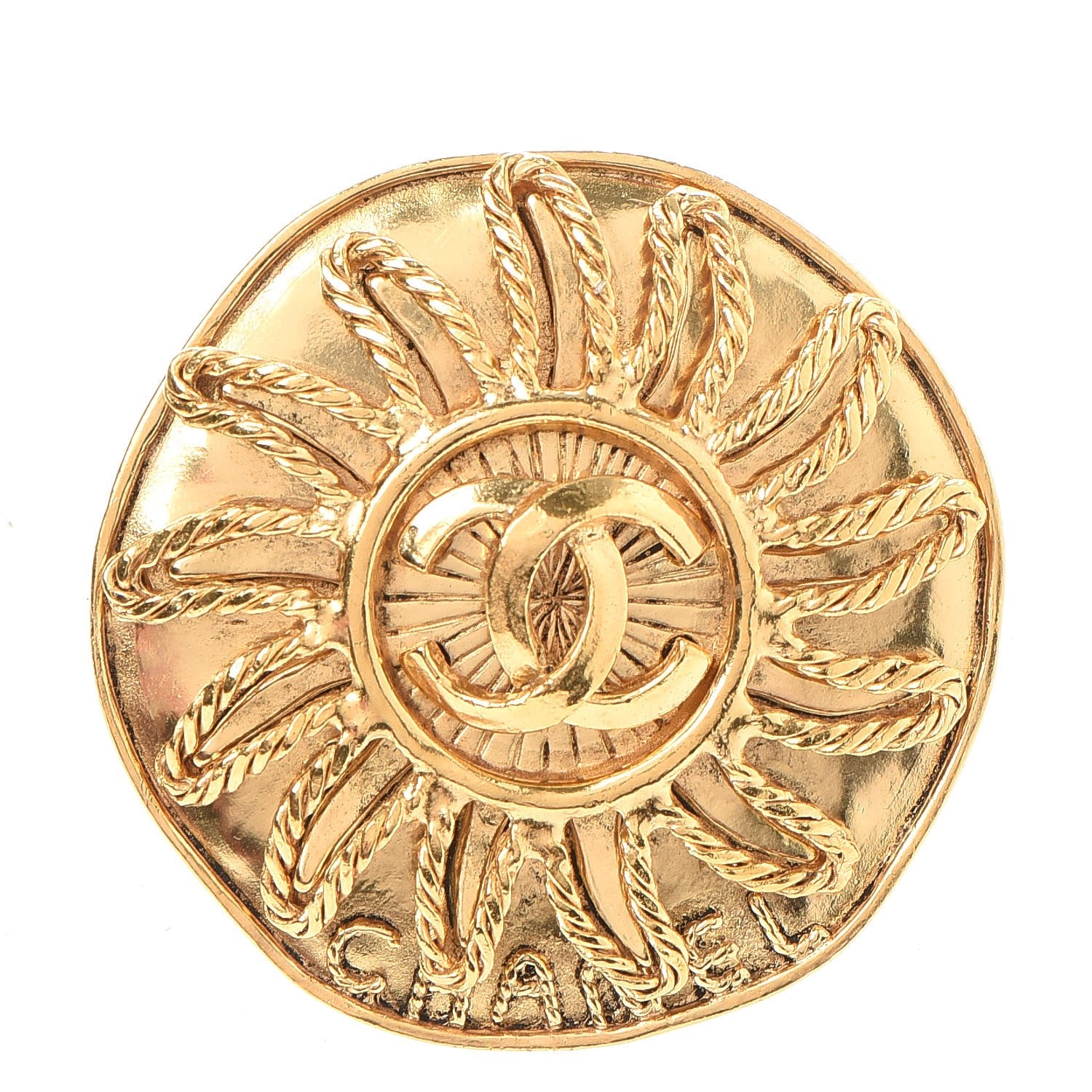 Chanel CC Sun Brooch Gold 1 of 6