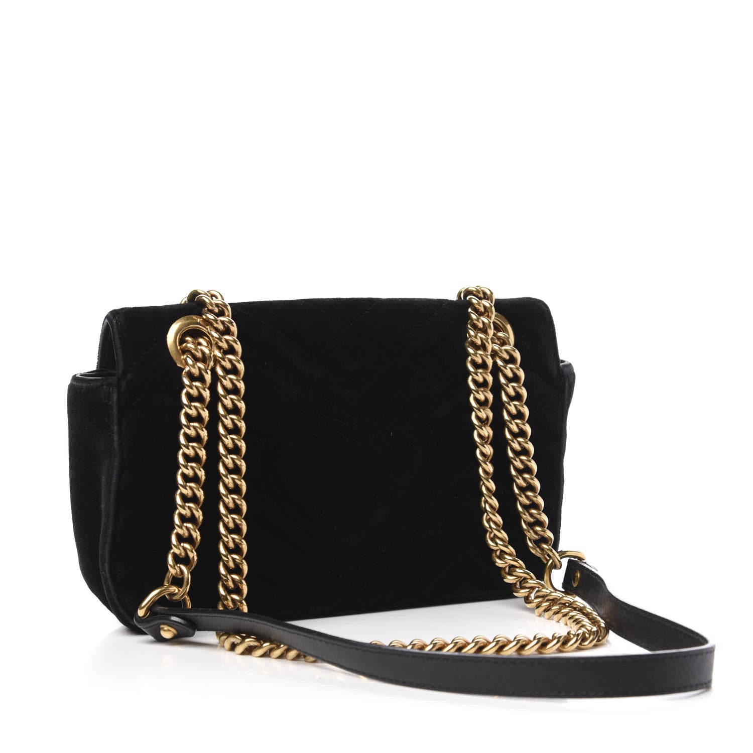 Gucci Velvet Matelasse Mini GG Marmont Shoulder Bag Black 3 of 10