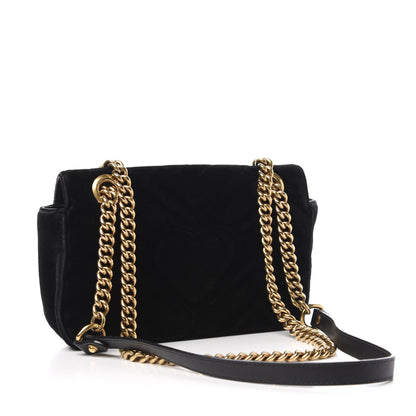 Gucci Velvet Matelasse Mini GG Marmont Shoulder Bag Black 3 of 10
