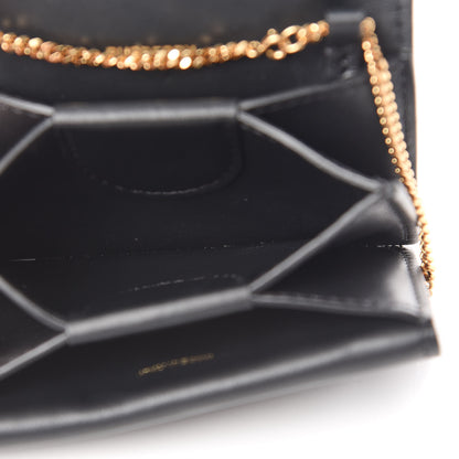Burberry Calfskin Embossed Monogram Chain Card Case Black 5 of 10