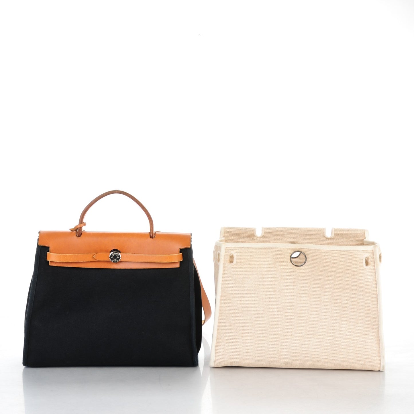 Toile Vache Calfskin Herbag 30 PM Black Natural