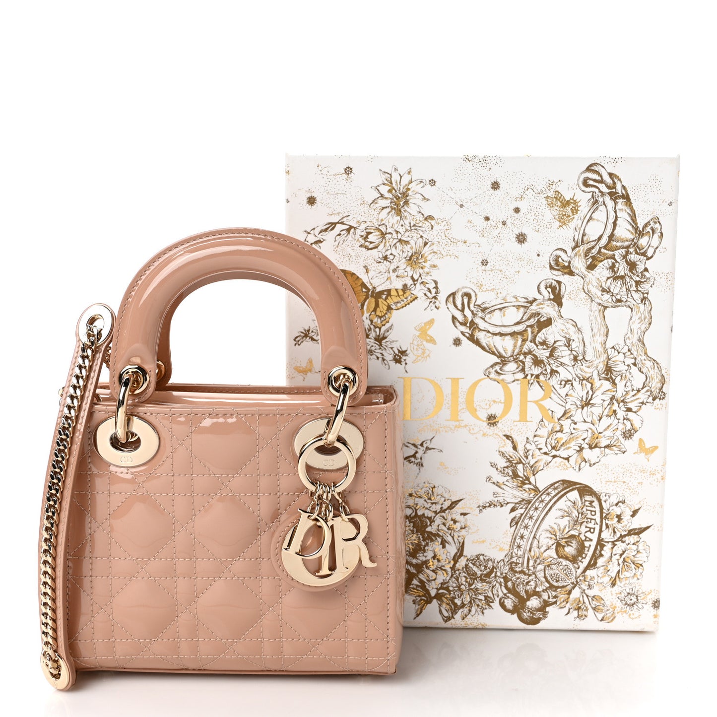 Patent Cannage Mini Lady Dior Light Pink