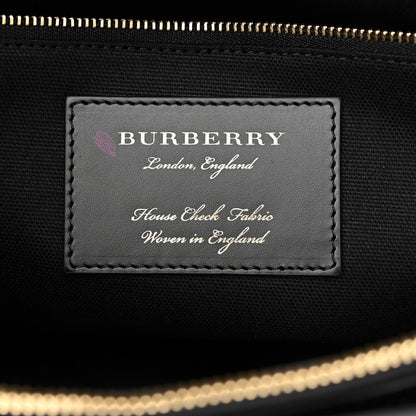 Burberry Derby Calfskin House Check Medium Banner Tote Black 7 of 10