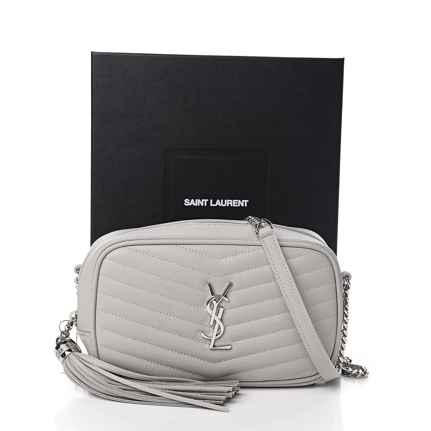 Saint Laurent Grain De Poudre Matelasse Monogram Mini Lou Camera Bag Granite 9 of 9