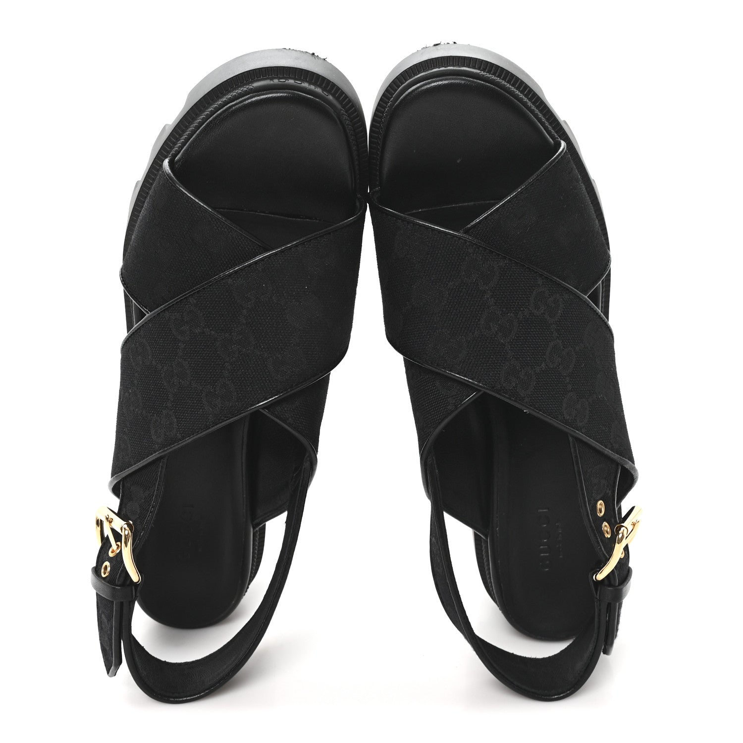 Gucci Monogram Granada Kid Trip 40/72mm Lug Sole Sandals 40 Black 2 of 9